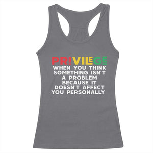 Black History Month Racerback Tank Top Privilege Explained BLM TS09 Charcoal Print Your Wear