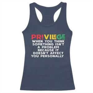 Black History Month Racerback Tank Top Privilege Explained BLM TS09 Navy Print Your Wear