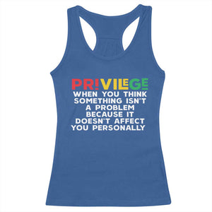 Black History Month Racerback Tank Top Privilege Explained BLM TS09 Royal Blue Print Your Wear