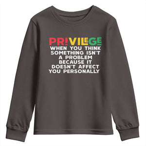 Black History Month Youth Sweatshirt Privilege Explained BLM TS09 Dark Chocolate Print Your Wear