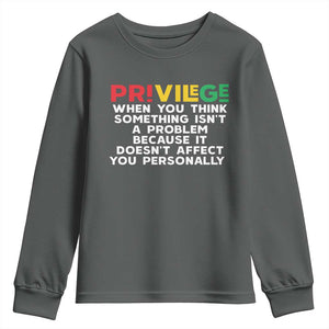 Black History Month Youth Sweatshirt Privilege Explained BLM TS09 Dark Heather Print Your Wear