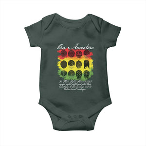 Black History Baby Onesie Our Ancestors Escape Routes Braids TS09 Dark Forest Green Print Your Wear