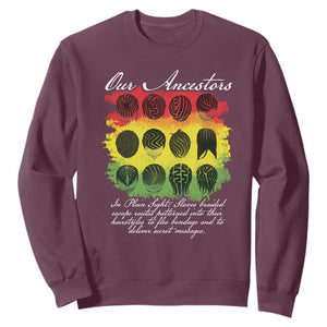 Black History Sweatshirt Our Ancestors Escape Routes Braids TS09 Maroon Print Your Wear