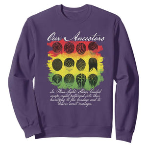 Black History Sweatshirt Our Ancestors Escape Routes Braids TS09 Purple Print Your Wear