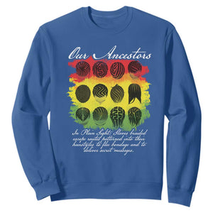 Black History Sweatshirt Our Ancestors Escape Routes Braids TS09 Royal Blue Print Your Wear