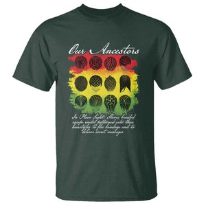 Black History T Shirt Our Ancestors Escape Routes Braids TS09 Dark Forest Green Print Your Wear