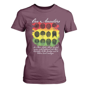 Black History T Shirt For Women Our Ancestors Escape Routes Braids TS09 Maroon Print Your Wear