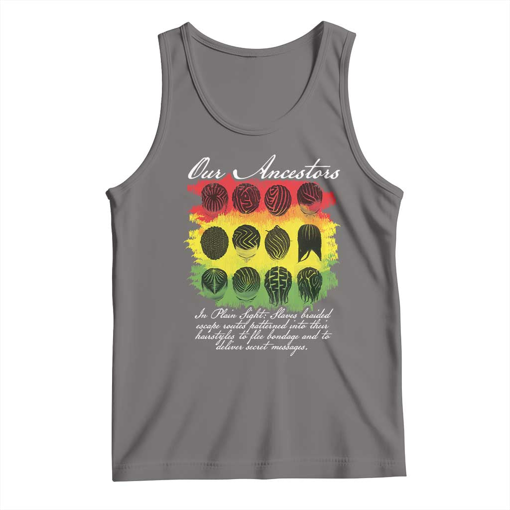 Black History Tank Top Our Ancestors Escape Routes Braids TS09 Deep Heather Print Your Wear