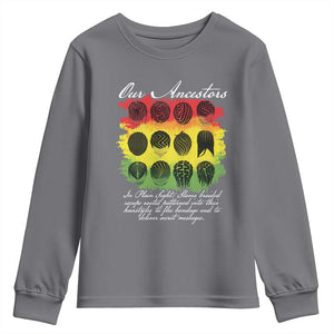 Black History Youth Sweatshirt Our Ancestors Escape Routes Braids TS09 Charcoal Print Your Wear