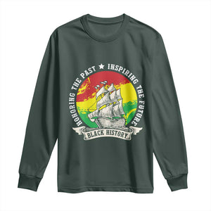 Black History Pride Long Sleeve Shirt Honoring The Past Inspiring The Future TS09 Dark Forest Green Print Your Wear