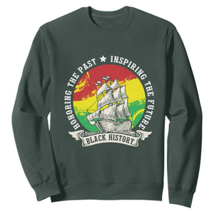 Black History Pride Sweatshirt Honoring The Past Inspiring The Future TS09 Dark Forest Green Print Your Wear