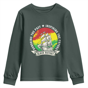 Black History Pride Youth Sweatshirt Honoring The Past Inspiring The Future TS09 Dark Forest Green Print Your Wear