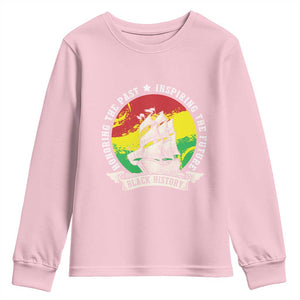 Black History Pride Youth Sweatshirt Honoring The Past Inspiring The Future TS09 Light Pink Print Your Wear