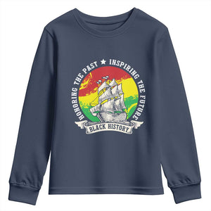 Black History Pride Youth Sweatshirt Honoring The Past Inspiring The Future TS09 Navy Print Your Wear