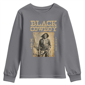 Nat Love Black Cowboy Youth Sweatshirt African American Cowboys Black History TS09 Charcoal Print Your Wear