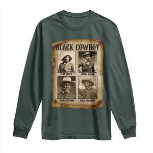 Black Cowboy Long Sleeve Shirt African American Legendary Cowboys Black History TS09 Dark Forest Green Print Your Wear