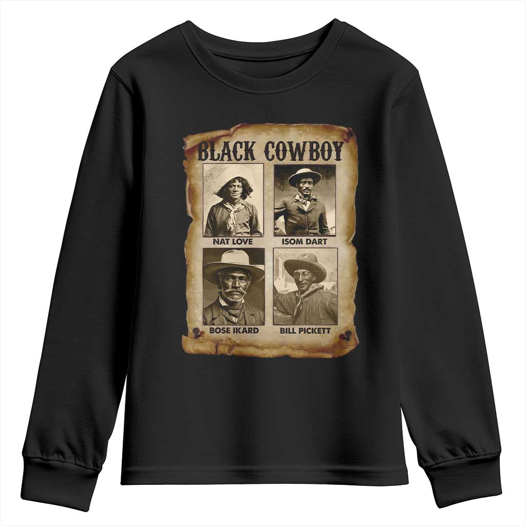 Black Cowboy Youth Sweatshirt African American Legendary Cowboys Black History TS09 Black Print Your Wear