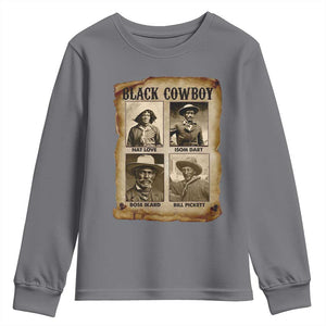 Black Cowboy Youth Sweatshirt African American Legendary Cowboys Black History TS09 Charcoal Print Your Wear