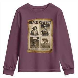 Black Cowboy Youth Sweatshirt African American Legendary Cowboys Black History TS09 Maroon Print Your Wear