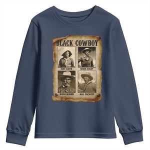 Black Cowboy Youth Sweatshirt African American Legendary Cowboys Black History TS09 Navy Print Your Wear