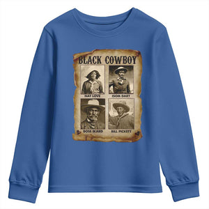 Black Cowboy Youth Sweatshirt African American Legendary Cowboys Black History TS09 Royal Blue Print Your Wear