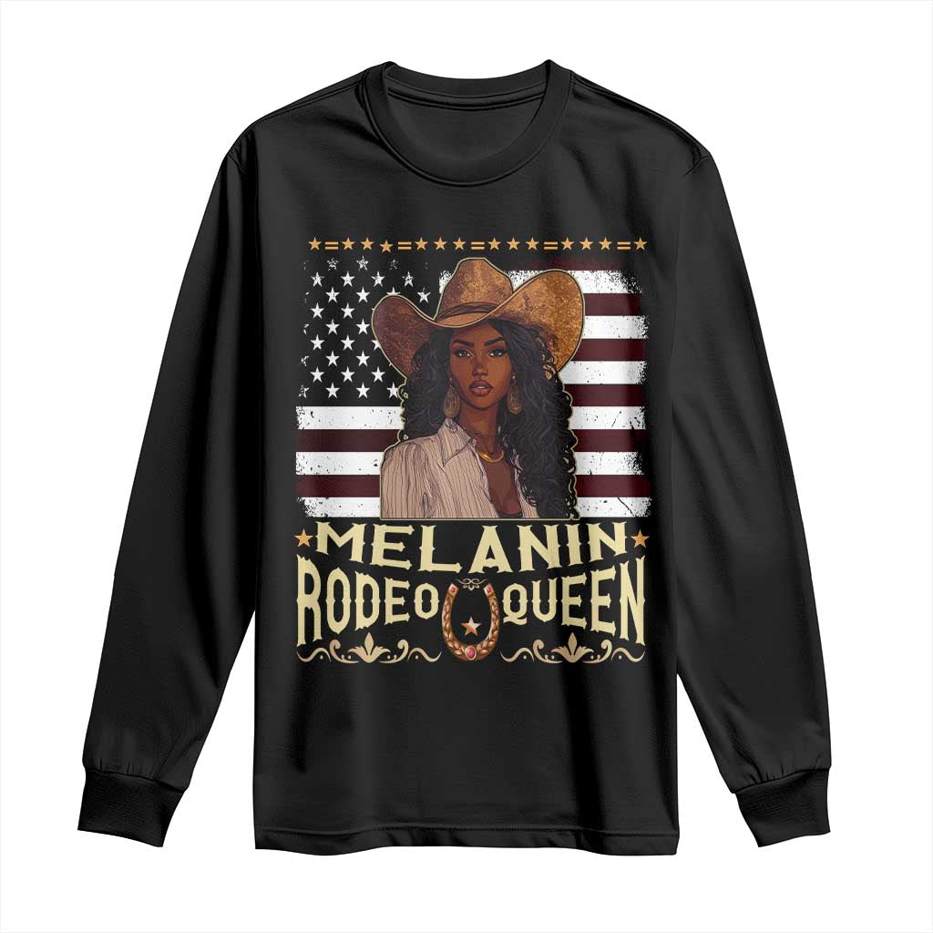 Black Cowgirl Long Sleeve Shirt Melanin Rodeo Queen African American TS09 Black Print Your Wear