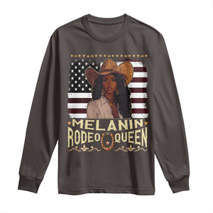 Black Cowgirl Long Sleeve Shirt Melanin Rodeo Queen African American TS09 Dark Chocolate Print Your Wear