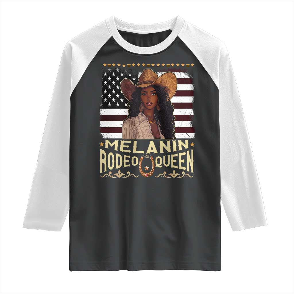 Black Cowgirl Raglan Shirt Melanin Rodeo Queen African American TS09 Black White Print Your Wear