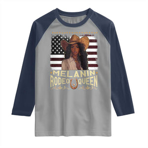 Black Cowgirl Raglan Shirt Melanin Rodeo Queen African American TS09 Sport Gray Navy Print Your Wear