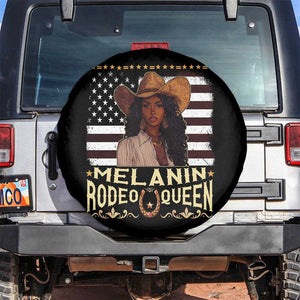 Black Cowgirl Spare Tire Cover Melanin Rodeo Queen African American TS09 No hole Black Print Your Wear