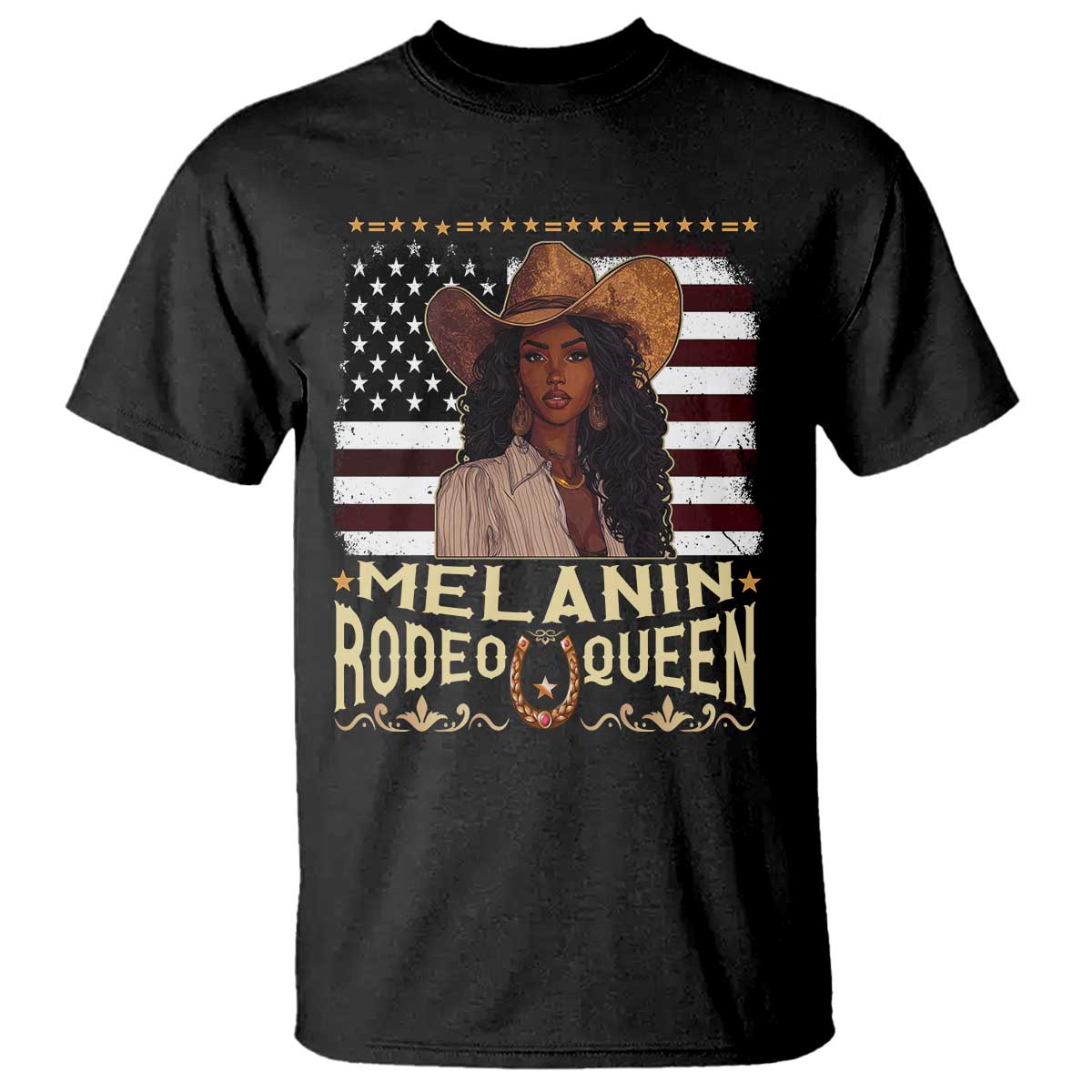 Black Cowgirl T Shirt Melanin Rodeo Queen African American TS09 Black Print Your Wear