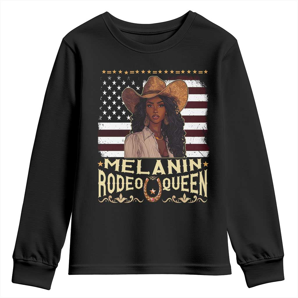 Black Cowgirl Youth Sweatshirt Melanin Rodeo Queen African American TS09 Black Print Your Wear