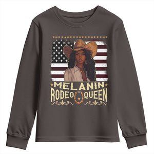 Black Cowgirl Youth Sweatshirt Melanin Rodeo Queen African American TS09 Dark Chocolate Print Your Wear