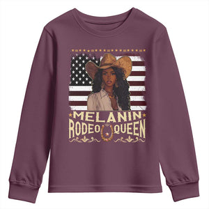 Black Cowgirl Youth Sweatshirt Melanin Rodeo Queen African American TS09 Maroon Print Your Wear