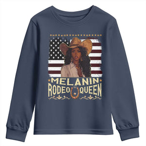 Black Cowgirl Youth Sweatshirt Melanin Rodeo Queen African American TS09 Navy Print Your Wear