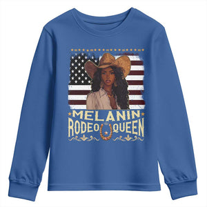 Black Cowgirl Youth Sweatshirt Melanin Rodeo Queen African American TS09 Royal Blue Print Your Wear