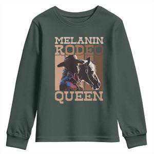 African American Cowgirl Youth Sweatshirt Melanin Rodeo Queen TS09 Dark Forest Green Print Your Wear