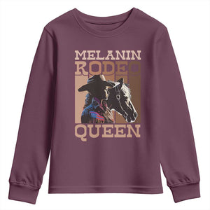 African American Cowgirl Youth Sweatshirt Melanin Rodeo Queen TS09 Maroon Print Your Wear