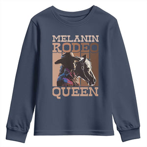 African American Cowgirl Youth Sweatshirt Melanin Rodeo Queen TS09 Navy Print Your Wear