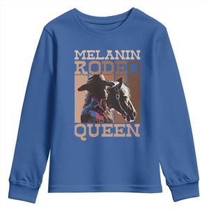 African American Cowgirl Youth Sweatshirt Melanin Rodeo Queen TS09 Royal Blue Print Your Wear