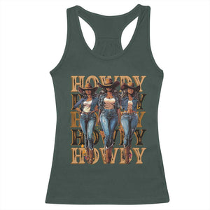 Black Cowgirl Racerback Tank Top Howdy Melanin Rodeo Queen TS09 Dark Forest Green Print Your Wear