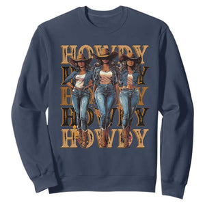 Black Cowgirl Sweatshirt Howdy Melanin Rodeo Queen TS09 Navy Print Your Wear