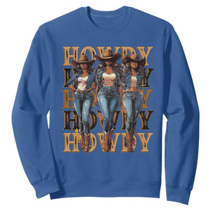 Black Cowgirl Sweatshirt Howdy Melanin Rodeo Queen TS09 Royal Blue Print Your Wear