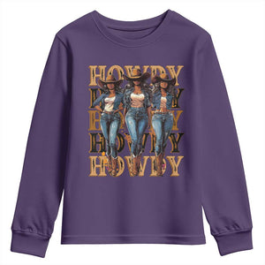 Black Cowgirl Youth Sweatshirt Howdy Melanin Rodeo Queen TS09 Purple Print Your Wear