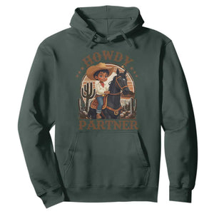 Black Cowboy Hoodie Howdy Partner Black History Month TS09 Dark Forest Green Print Your Wear