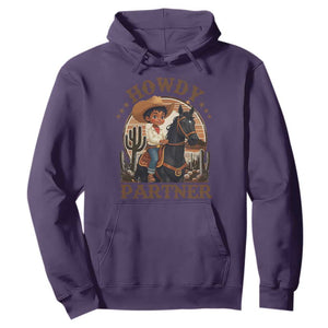 Black Cowboy Hoodie Howdy Partner Black History Month TS09 Purple Print Your Wear