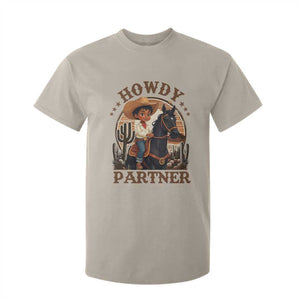 Black Cowboy T Shirt For Kid Howdy Partner Black History Month TS09 Sand Print Your Wear