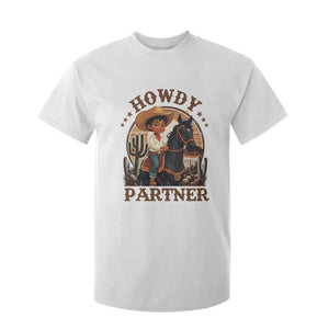 Black Cowboy T Shirt For Kid Howdy Partner Black History Month TS09 White Print Your Wear