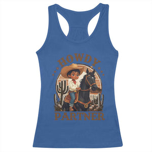 Black Cowboy Racerback Tank Top Howdy Partner Black History Month TS09 Royal Blue Print Your Wear