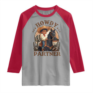 Black Cowboy Raglan Shirt Howdy Partner Black History Month TS09 Sport Gray Red Print Your Wear